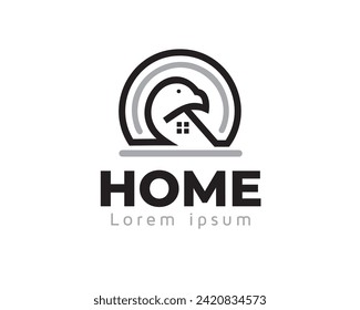 simple line home bird logo icon symbol design template illustration inspiration