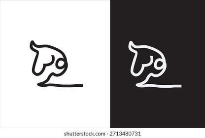 simple line horse logo design template elements