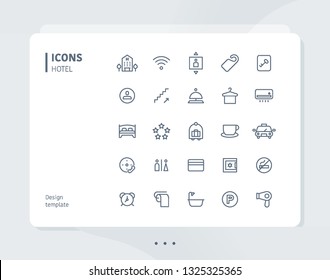 Simple line hotel icon set. flat design style minimal vector illustration