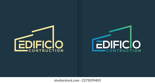 Simple line house with building shape. word mark letter logo typography for apartment logo