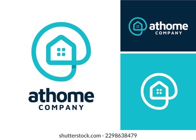 simple line house home modern logo design for real estate property residential business apps