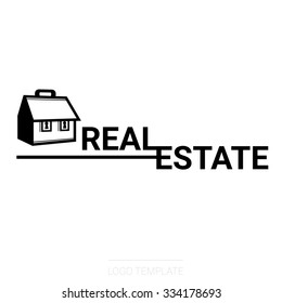 Simple line house logo design for real estate, property, industry, cottage