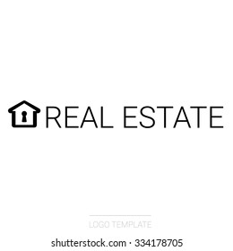 Simple line house logo design for real estate, property, industry, cottage