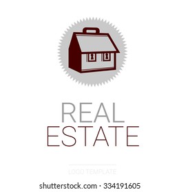 Simple line house logo design for real estate, property, industry, cottage