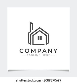 simple line house logo or icon template