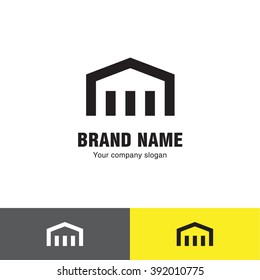 Simple line house logo, icon. Abstract Logo Design Template for Company. Building Vector Silhouette.