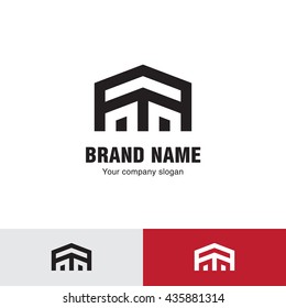 Simple line house logo, icon. Abstract Logo Design Template for Company. Building Vector Silhouette.