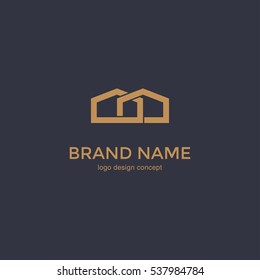 Logo de la casa de línea simple, icono. Plantilla de diseño del logotipo abstracto para la empresa. Construyendo Silueta Vectora. Diseño de logotipo de primera calidad. 