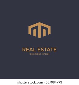Logo de la casa de línea simple, icono. Plantilla de diseño del logotipo abstracto para la empresa. Construyendo Silueta Vectora. Diseño de logotipo de primera calidad. 