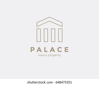 Simple line house symbol, icon. Premium logo design template for Company. Building emblem. Vector illustration.