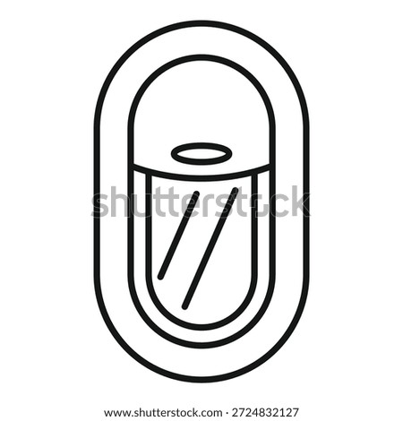 Simple line icon of an airplane window, representing the excitement and anticipation of air travel
