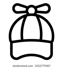 Simple line icon of a baby hat with a propeller on top