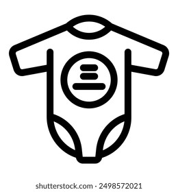 Simple line icon of a baby onesie with a size tag, perfect for websites and apps related to baby clothing and accessories