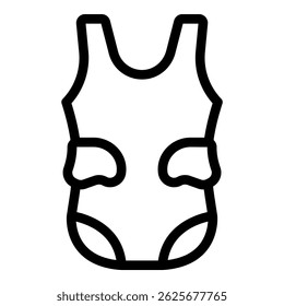 Simple line icon of a baby swimsuit, perfect for websites and apps related to baby clothing and swimming