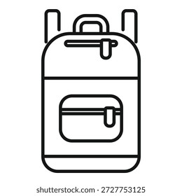 Icono de línea simple de una mochila con bolsillos con cremallera, perfecto para viajes y temas de aventura al aire libre