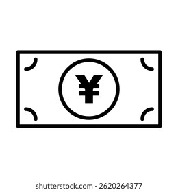 Simple line icon of banknote, yen bill