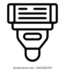 Simple line icon of a barcode scanner in black and white, ideal for various applications