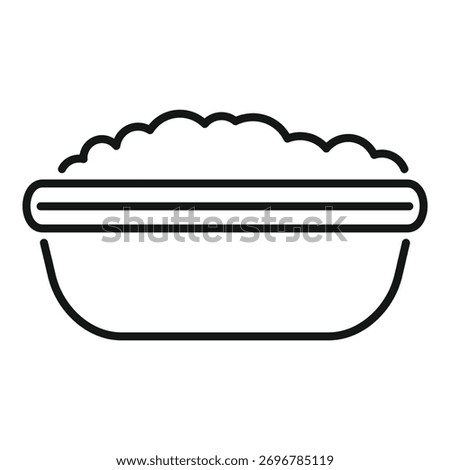 Simple line icon of a basin full of sudsy water, representing laundry or washing