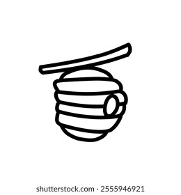 Simple line icon of a bee hive in black color