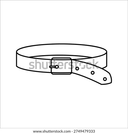 Simple Line Icon of a Belt with Buckle: Fashion Accessory, Waistwear, and Clothing Fastener Symbol