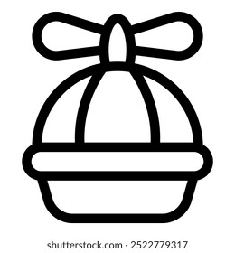 Simple line icon of a birdcage, with a propeller on top, providing fresh air to the bird