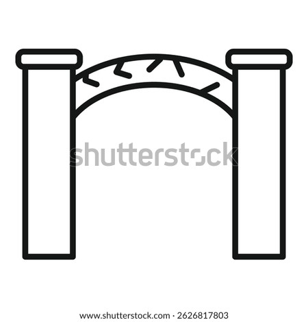 Simple line icon of a brick archway with stone on top connecting two pillars