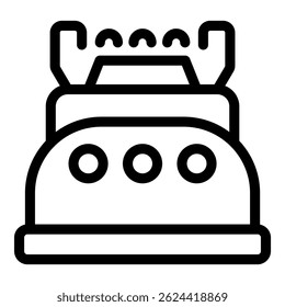 Simple line icon of a camping stove generating heat, perfect for representing outdoor cooking