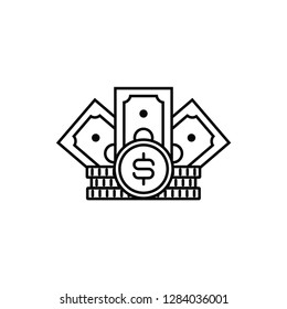Simple line icon of cash