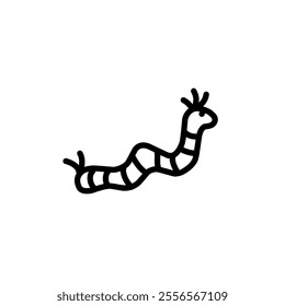 Simple line icon of a caterpillar in black color