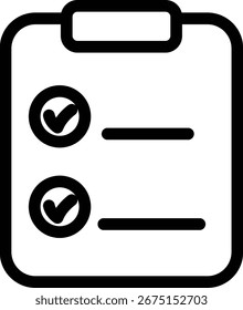 Icono de línea simple de una lista de verificación