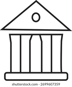 Icono de línea simple de un edificio Clásica con columnas que representan a un banco o gobierno