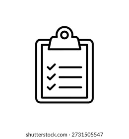 Simple line icon of clipboard with checkmarks on paper office supply