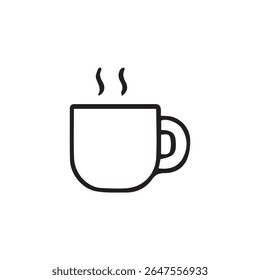 Simple line icon of a coffee mug. Suitable for cafe, breakfast, office, and beverage design. Includes high-resolution JPG preview.
