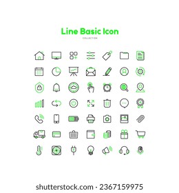 simple line icon collection, basic interface
