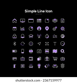 simple line icon collection, basic interface