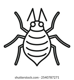 Icono de línea simple de un escarabajo de la patata de Colorado que representa una plaga común del insecto del jardín