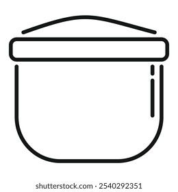 Simple line icon of a cooking pot holding hot food for dinner, ready to be served