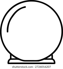 Simples ícone de linha de uma bola de cristal em um suporte. Ideal para conceitos como adivinhação, magia, leituras psíquicas, adivinhação e espiritualidade. Use para sites, mídias sociais ou publicidade.
