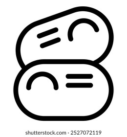 Einfaches Liniensymbol, das ein Paar drahtloser Ohrhörer darstellt und ihr kompaktes und modernes Design betont