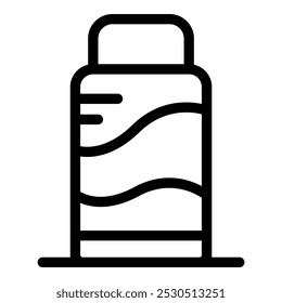 Simple line icon depicting a protein powder bottle, symbolizing fitness, nutrition, and a healthy lifestyle