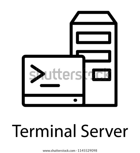 Simple Line Icon Design Terminal Server のベクター画像素材 ロイヤリティフリー