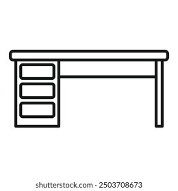 Simple line icon of a desk with drawers, perfect for representing office organization or work from home setups