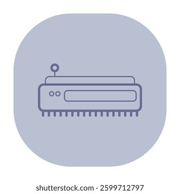 Simple line icon of digital device with antenna, set against muted background. Modern technology concept