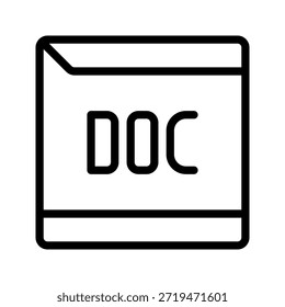 Icono de línea simple para el formato de documento de Word DOC, comúnmente utilizado para la edición de texto y documentación de oficina.