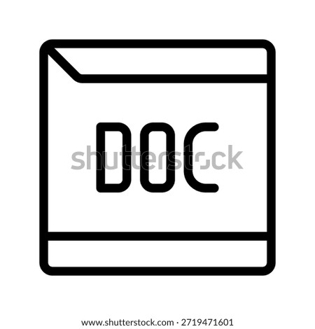 Simple line icon for DOC word document format, commonly used for text editing and office documentation.