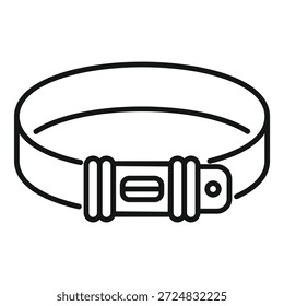 Simple line icon of a dog collar with a buckle, isolated on a white background