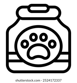 Simple line icon of a dog food tin can, perfect for projects related to pet care