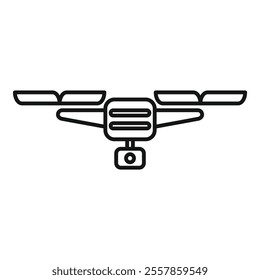 Simple line icon of a drone hovering with its camera, ready for aerial photography