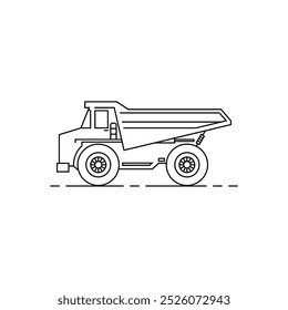 Simple line icon of earth and sand transport truck car