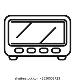 Simples ícone de linha de um forno elétrico com botões, perfeito para representar conceitos de cozimento e cozimento
